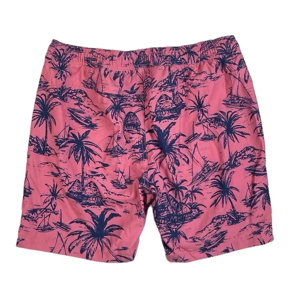 SH729 Men’s Lucky Brand Saturday Stretch Tropical Hawaiian Swim Trunks M